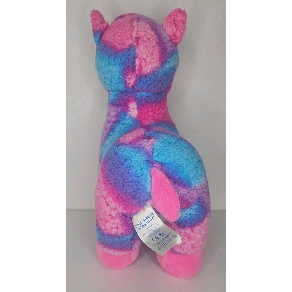 Build A Bear Tie Dye Llama Plush Stuffed Animal Toy 15" Fuzzy Alpaca Pink Blue - Picture 5 of 8